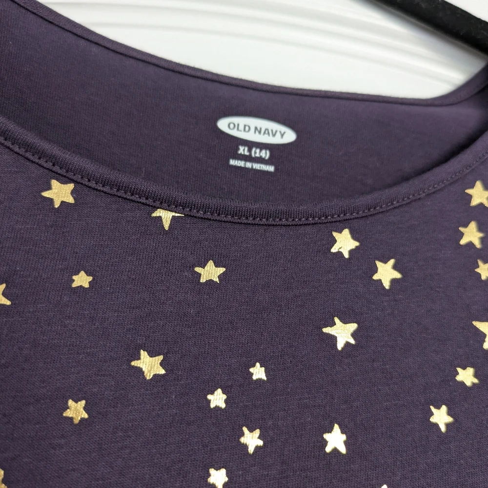 New Old Navy Girls Purple‎ with Gold Stars Dress size XL ( 14 ) NWT
